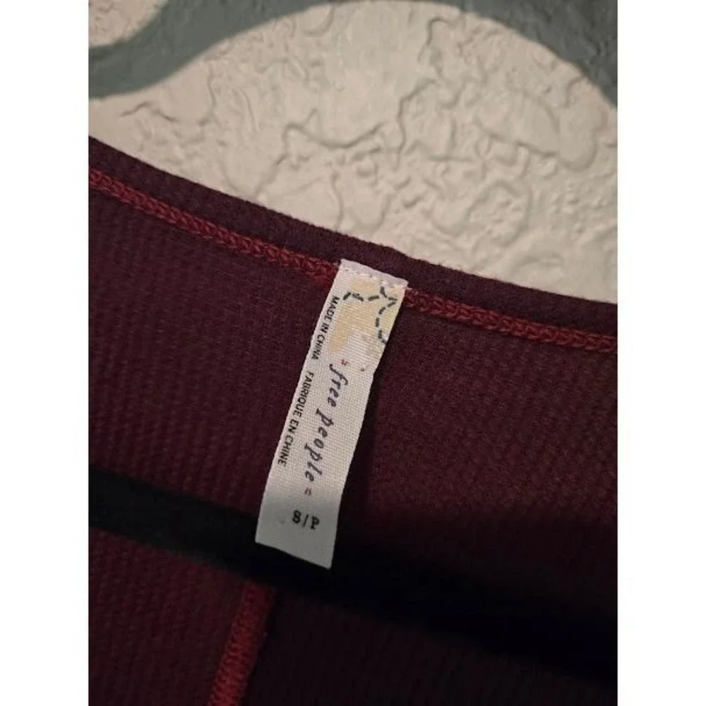 Free‎ People Burgundy Lightweight Thermal Henley Top